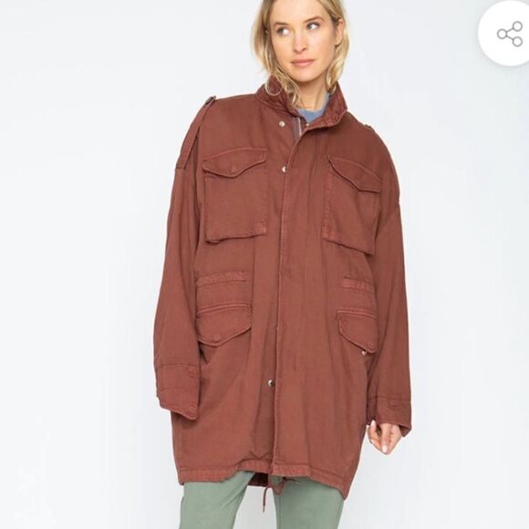 FREE PEOPLE x SANDRINE ROSE BURNT CARRUB OVERSIZED Utility Jacket sz Small